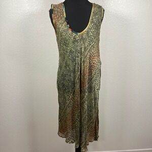 URU Kristine St Rrik Silk Blend Burnout‎ Velvet Snakeskin Midi Dress One Size